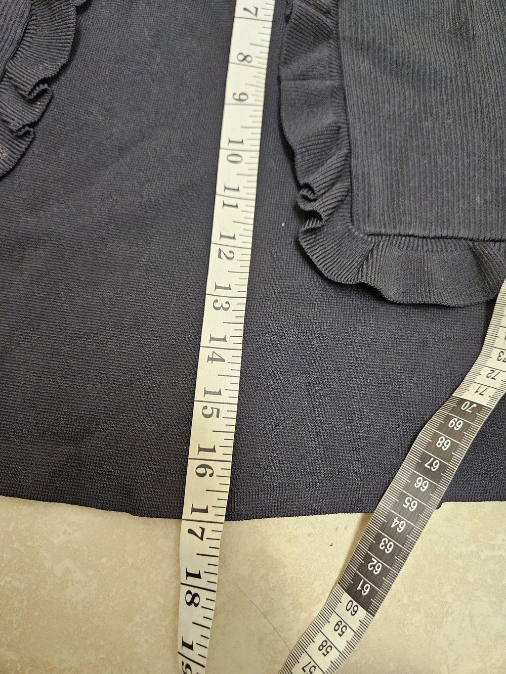 Sandro Black Ribbed Ruffle Skirt - Picture 6 of 7
